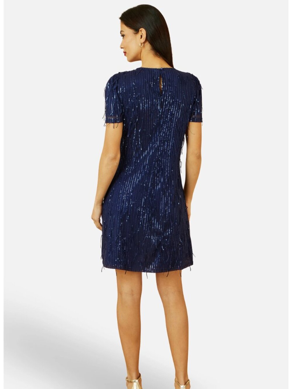 Yumi Dripping Sequin Tunic Dress Navy Blue Sparkly Mini Party Cocktail NWT 4 - Picture 2 of 12